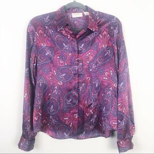 VINTAGE 100% Silk Paisley Blouse